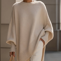 Norma | Elegant Sweater with Asymmetrical Hem - Beige