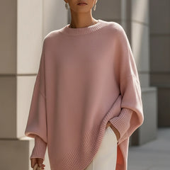 Norma | Elegant Sweater with Asymmetrical Hem - Pink