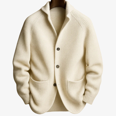 Edith | Tailored Button-Front Knit Cardigan - White