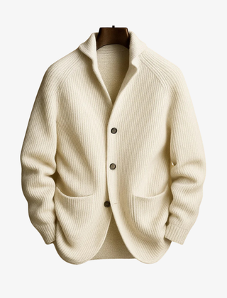 Edith | Tailored Button-Front Knit Cardigan - White