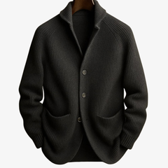 Edith | Tailored Button-Front Knit Cardigan - Gray