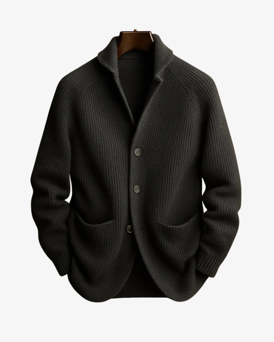 Edith | Tailored Button-Front Knit Cardigan - Gray
