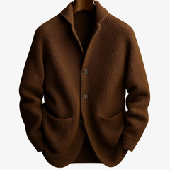 Edith | Tailored Button-Front Knit Cardigan - Brown