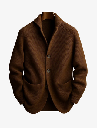 Edith | Tailored Button-Front Knit Cardigan - Brown