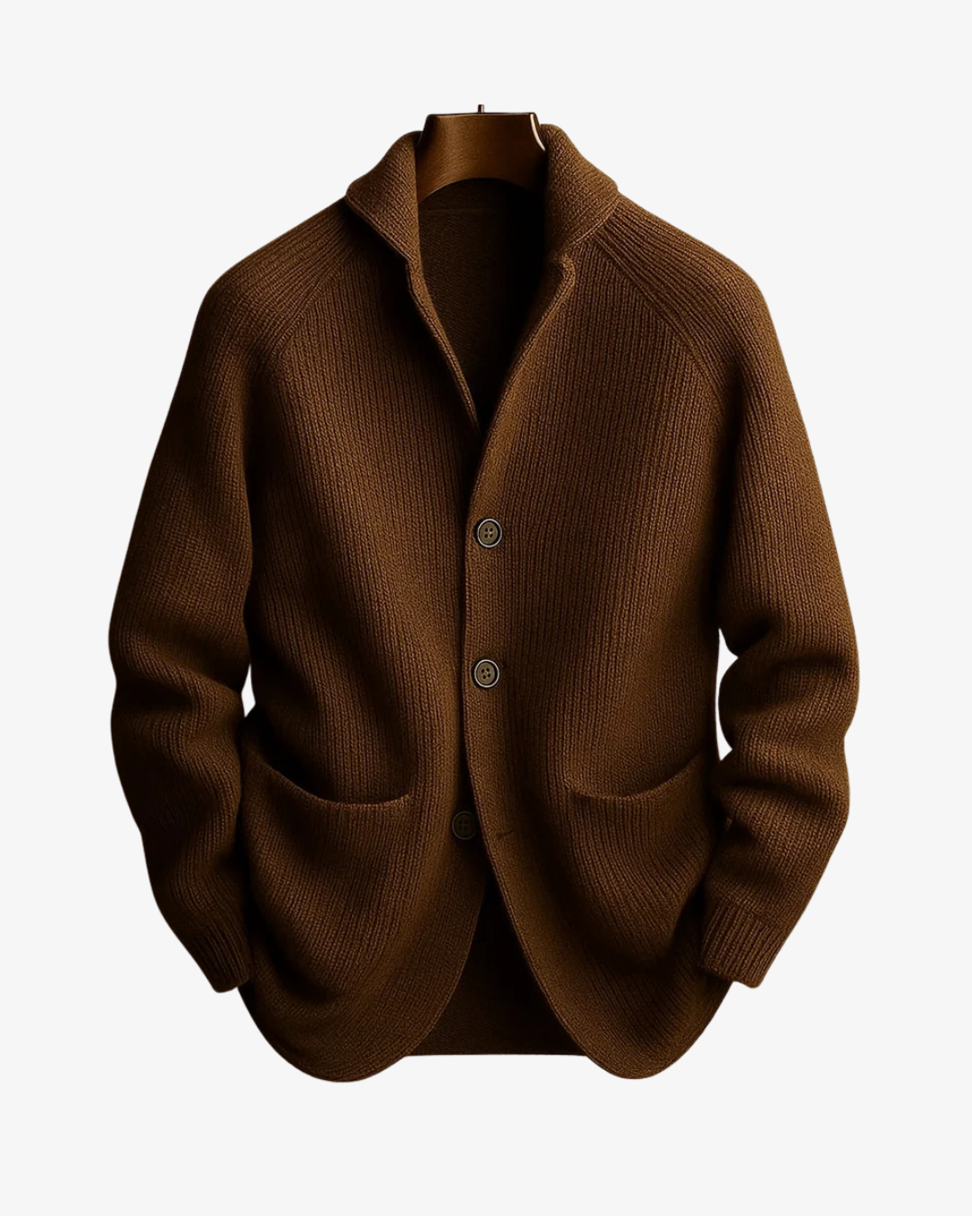 Edith | Tailored Button-Front Knit Cardigan - Brown