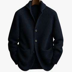 Edith | Tailored Button-Front Knit Cardigan - Navy