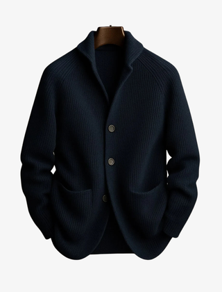Edith | Tailored Button-Front Knit Cardigan - Navy