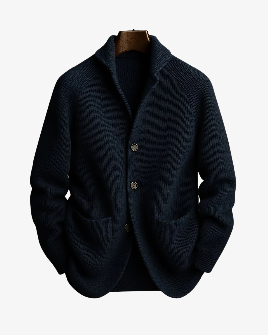 Edith | Tailored Button-Front Knit Cardigan - Navy