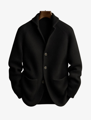 Edith | Tailored Button-Front Knit Cardigan - Black