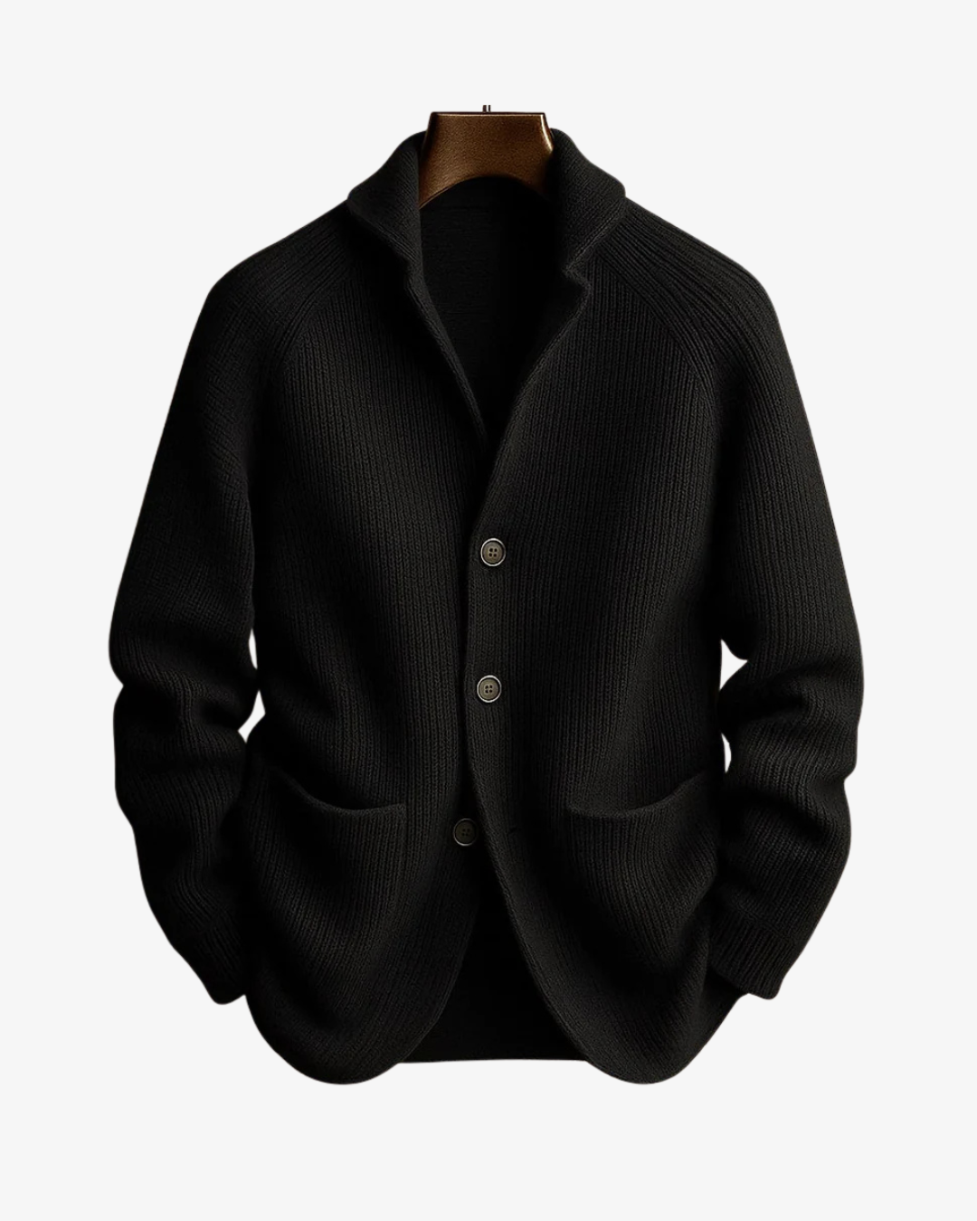 Edith | Tailored Button-Front Knit Cardigan - Black