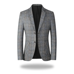 Patricia | Men's Tailored-Fit Blazer in Cotton-Polyester Blend - Grey