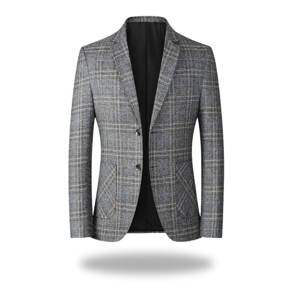Patricia | Men's Tailored-Fit Blazer in Cotton-Polyester Blend - Grey