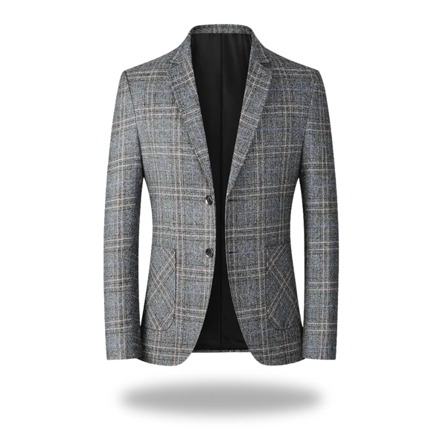 Patricia | Men's Tailored-Fit Blazer in Cotton-Polyester Blend - Grey