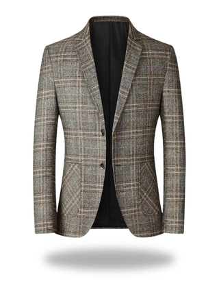 Patricia | Men's Tailored-Fit Blazer in Cotton-Polyester Blend - Khaki