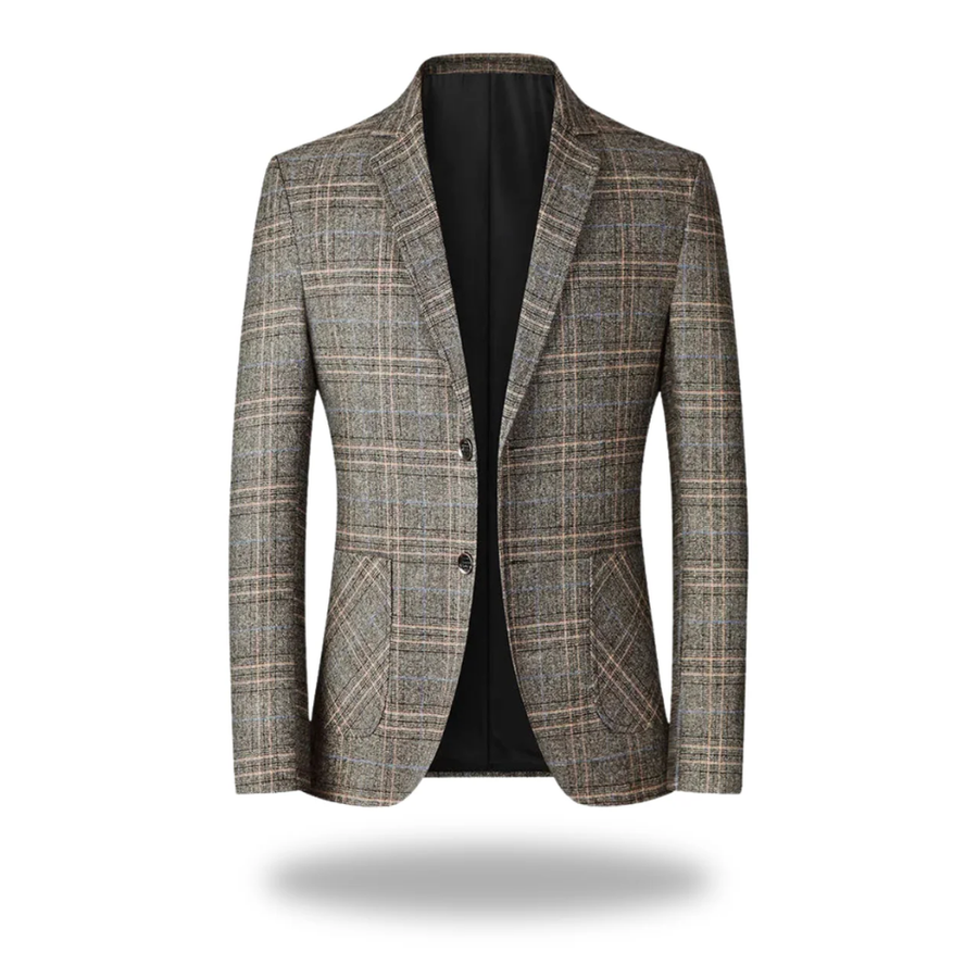 Patricia | Men's Tailored-Fit Blazer in Cotton-Polyester Blend - Khaki