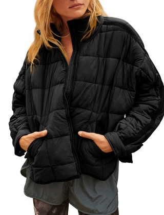 Constance | APRIL – Lightweight Compact Zip Puffer Jacket - Black