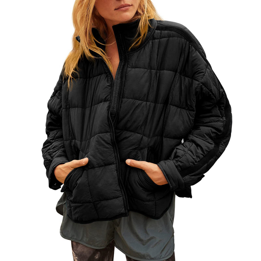 Constance | APRIL – Lightweight Compact Zip Puffer Jacket - Black