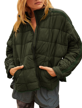 Constance | APRIL – Lightweight Compact Zip Puffer Jacket - Green