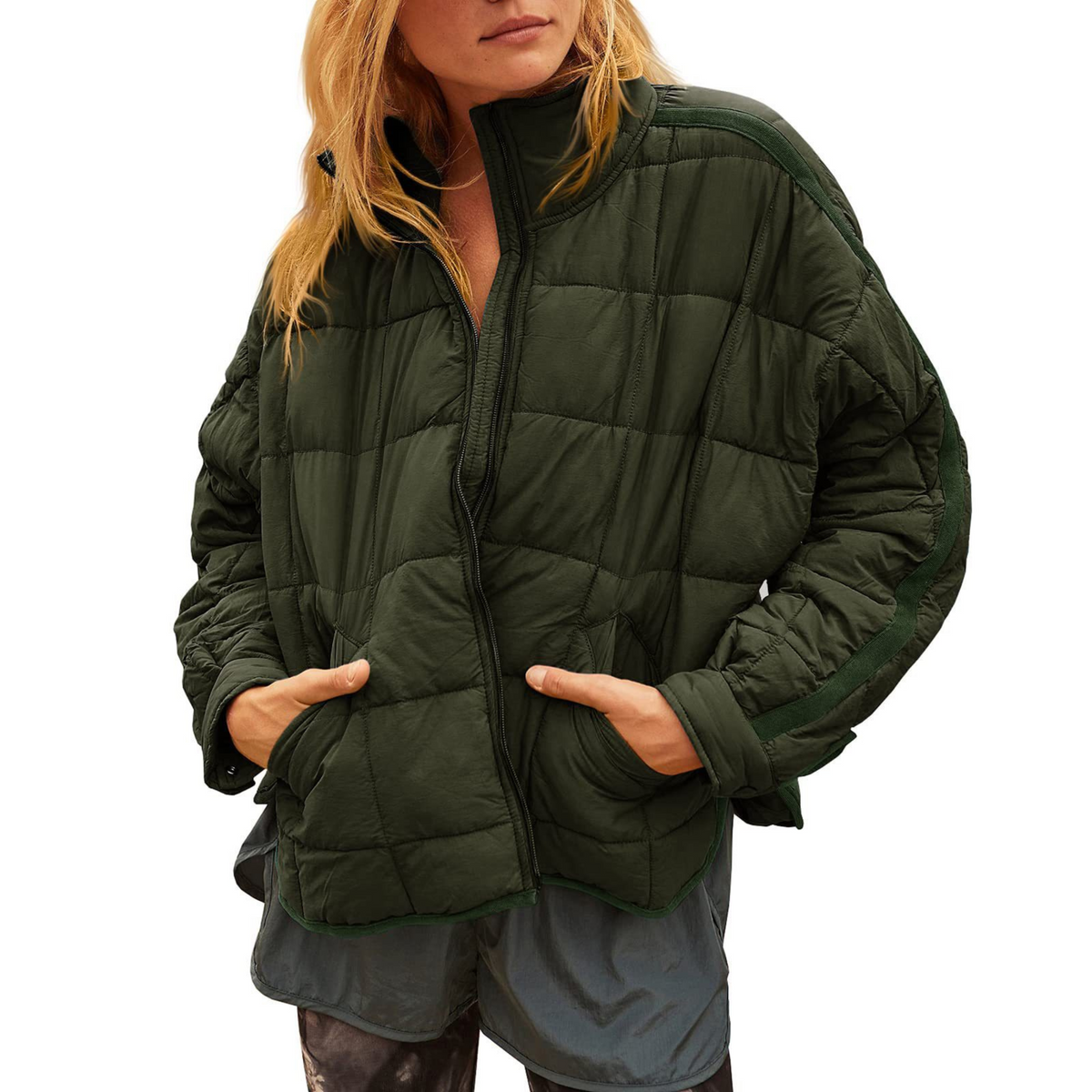 Constance | APRIL – Lightweight Compact Zip Puffer Jacket - Green