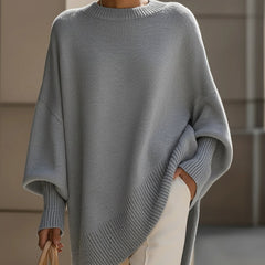 Diane | Elegant Sweater with Asymmetrical Hem - Gray