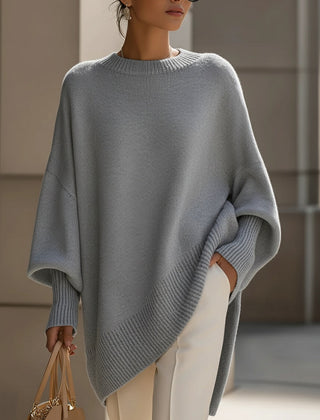 Diane | Elegant Sweater with Asymmetrical Hem - Gray