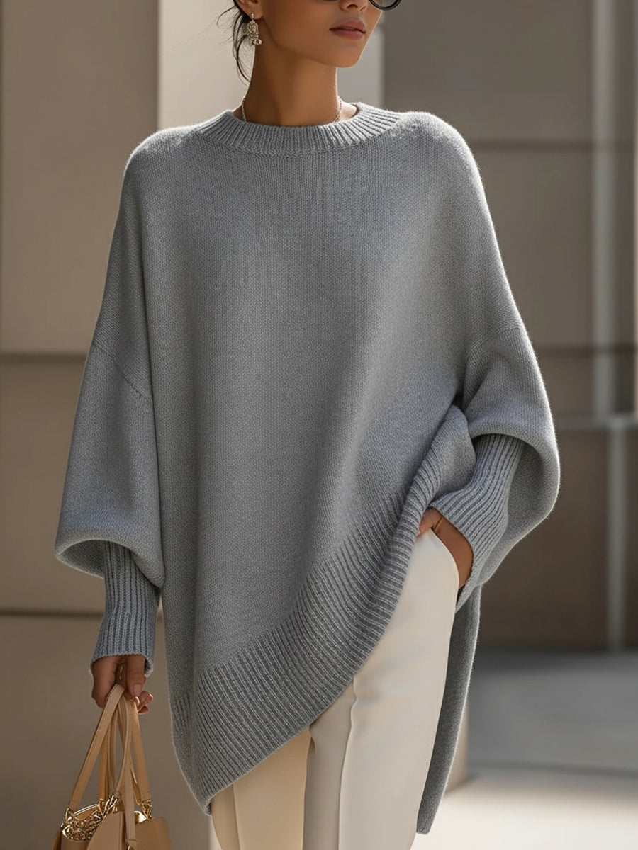 Diane | Elegant Sweater with Asymmetrical Hem - Gray