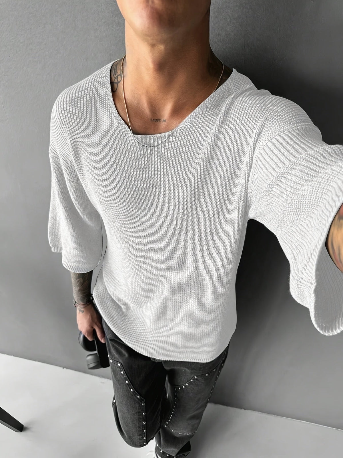 Ann | Caden Knit Pullover - White