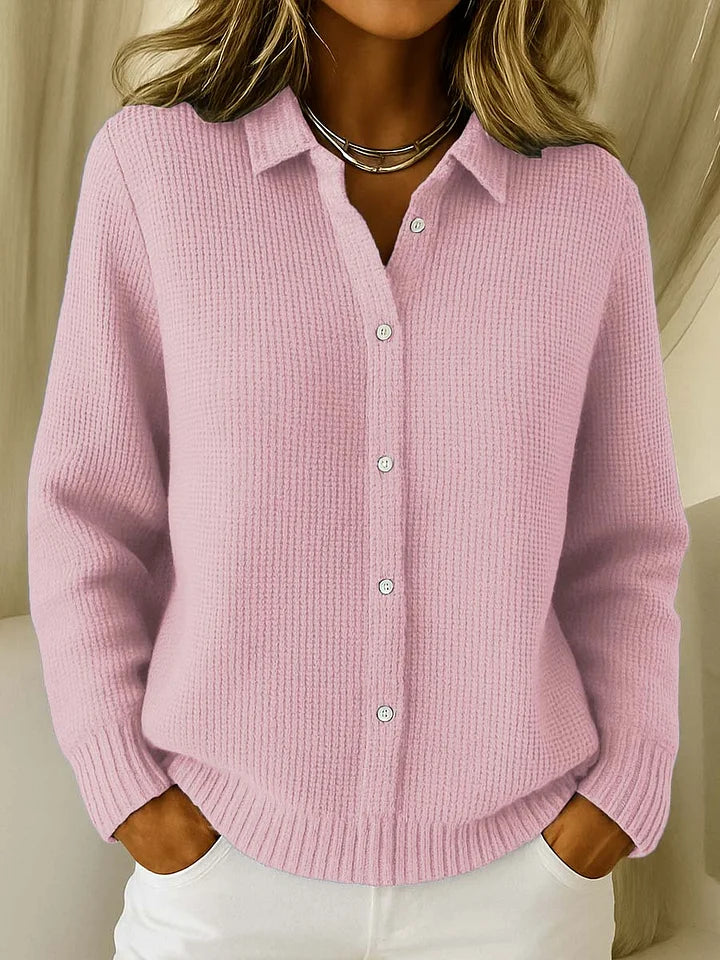Lucille | Elegant Cozy Knit Cardigan - Pink