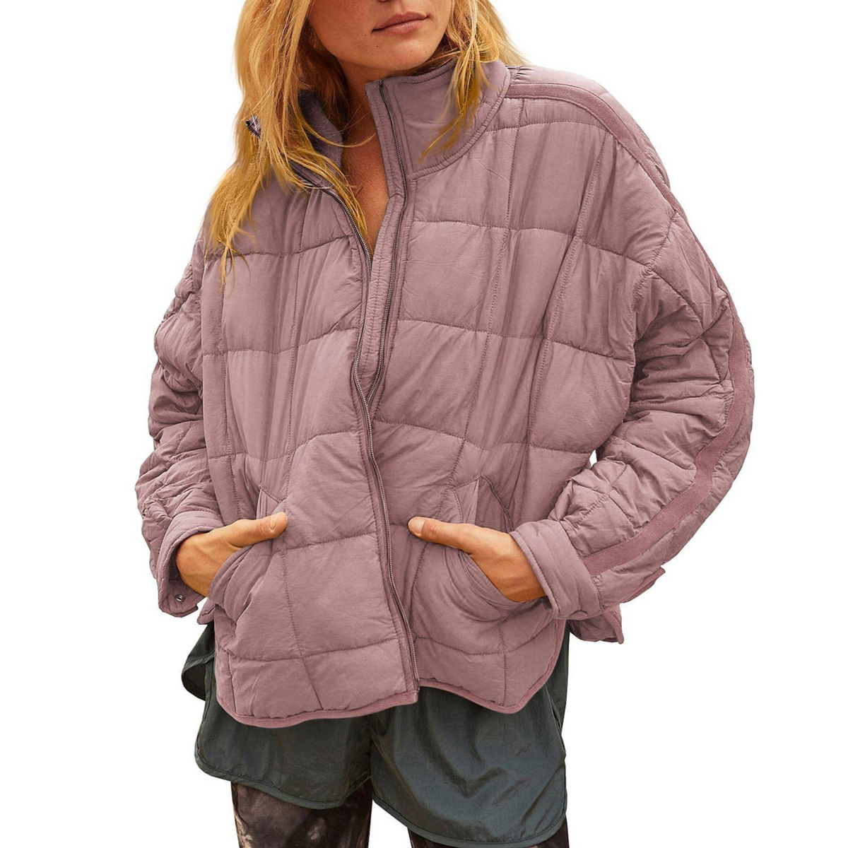 Constance | APRIL – Lightweight Compact Zip Puffer Jacket - Pink