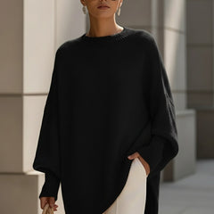 Diane | Elegant Sweater with Asymmetrical Hem - Black