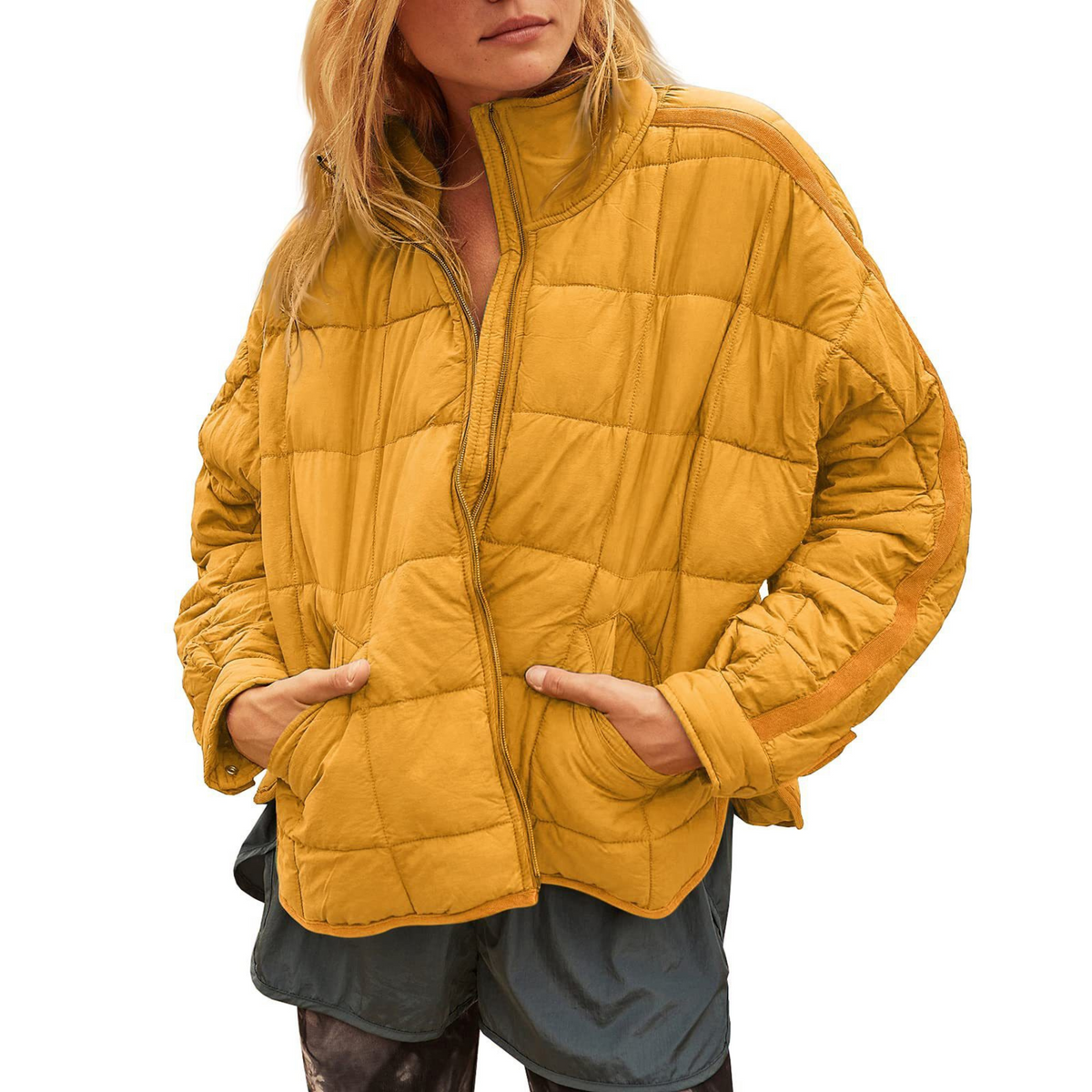Constance | APRIL – Lightweight Compact Zip Puffer Jacket - Yellow
