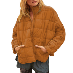 Constance | APRIL – Lightweight Compact Zip Puffer Jacket - Orange