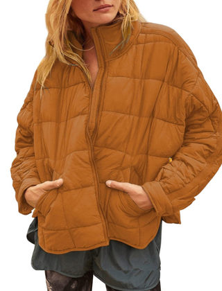 Constance | APRIL – Lightweight Compact Zip Puffer Jacket - Orange