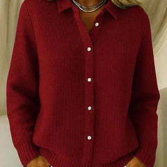 Lucille | Elegant Cozy Knit Cardigan - Dark Red