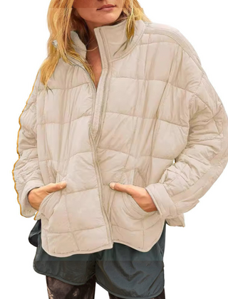 Constance | APRIL – Lightweight Compact Zip Puffer Jacket - Apricot
