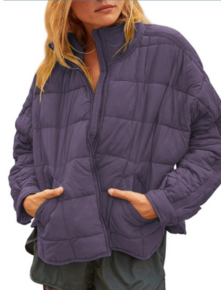 Constance | APRIL – Lightweight Compact Zip Puffer Jacket - Purple