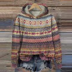 Sharon | Ethnic Retro Hoodie - Brown
