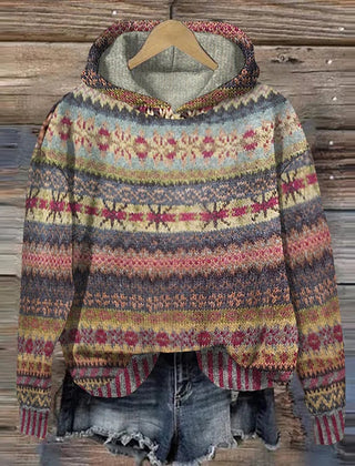 Sharon | Ethnic Retro Hoodie - Brown