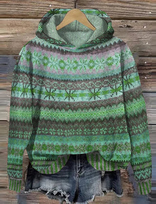 Sharon | Ethnic Retro Hoodie - Green