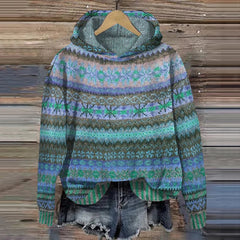 Sharon | Ethnic Retro Hoodie - Blue