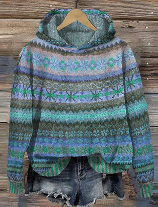 Sharon | Ethnic Retro Hoodie - Blue