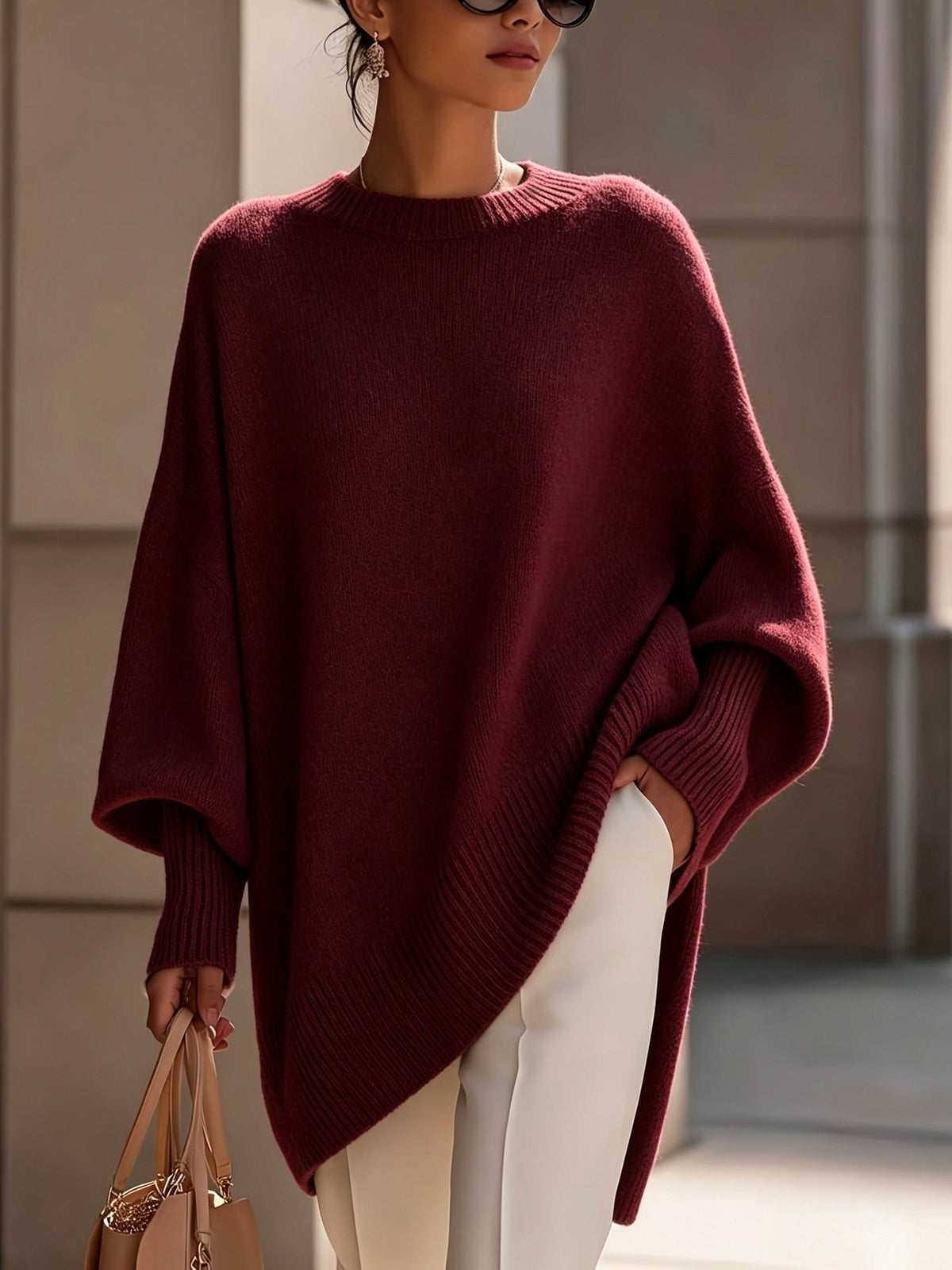 Susan | Maris Drape Sweater - Burgundy