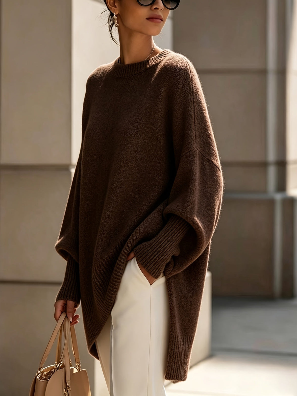 Susan | Maris Drape Sweater - Coffee