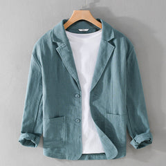 Edith | Leandro Linen Jacket - Azure