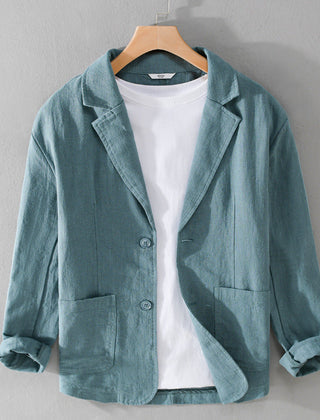 Edith | Leandro Linen Jacket - Azure