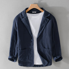 Edith | Leandro Linen Jacket - Dark Blue