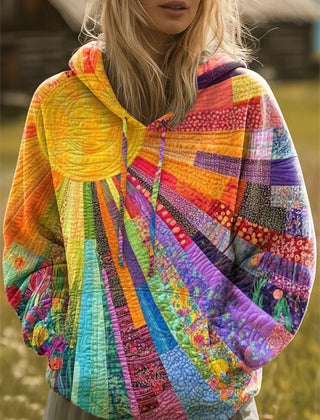 Beverly | ARLETTE – VIBRANT SUNBURST PATCHWORK HOODIE - Multicolor