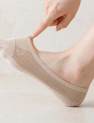 Doris | Anti-Slip Breathable Cotton Footies - Beige