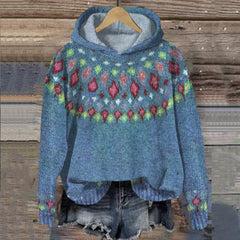 Sharon | Ethnic Retro Hoodie - Denim Blue