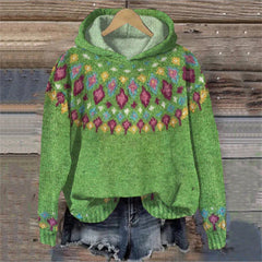 Sharon | Ethnic Retro Hoodie - Light Green